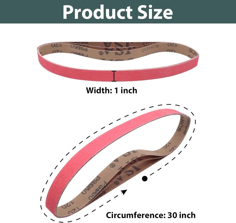 SHUTTLE GENIUS 1 x 30 Inch Sanding Belts for Knife Sharpening, 3 Pcs Each of 120 240 400 800 1000 5000 Grit Sander Belts for Knives Metal Polishing,18 Pack - Image 2